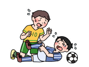 スポーツ中の接触による打撲のイメージ