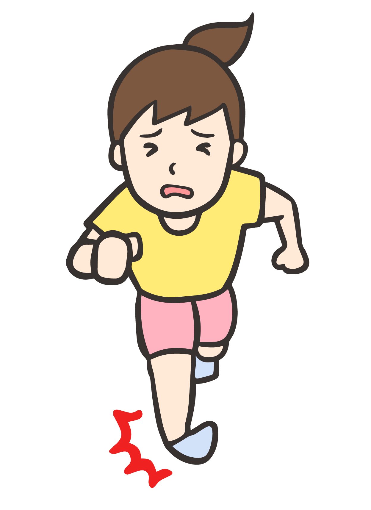 足を痛めた子どものイラスト
