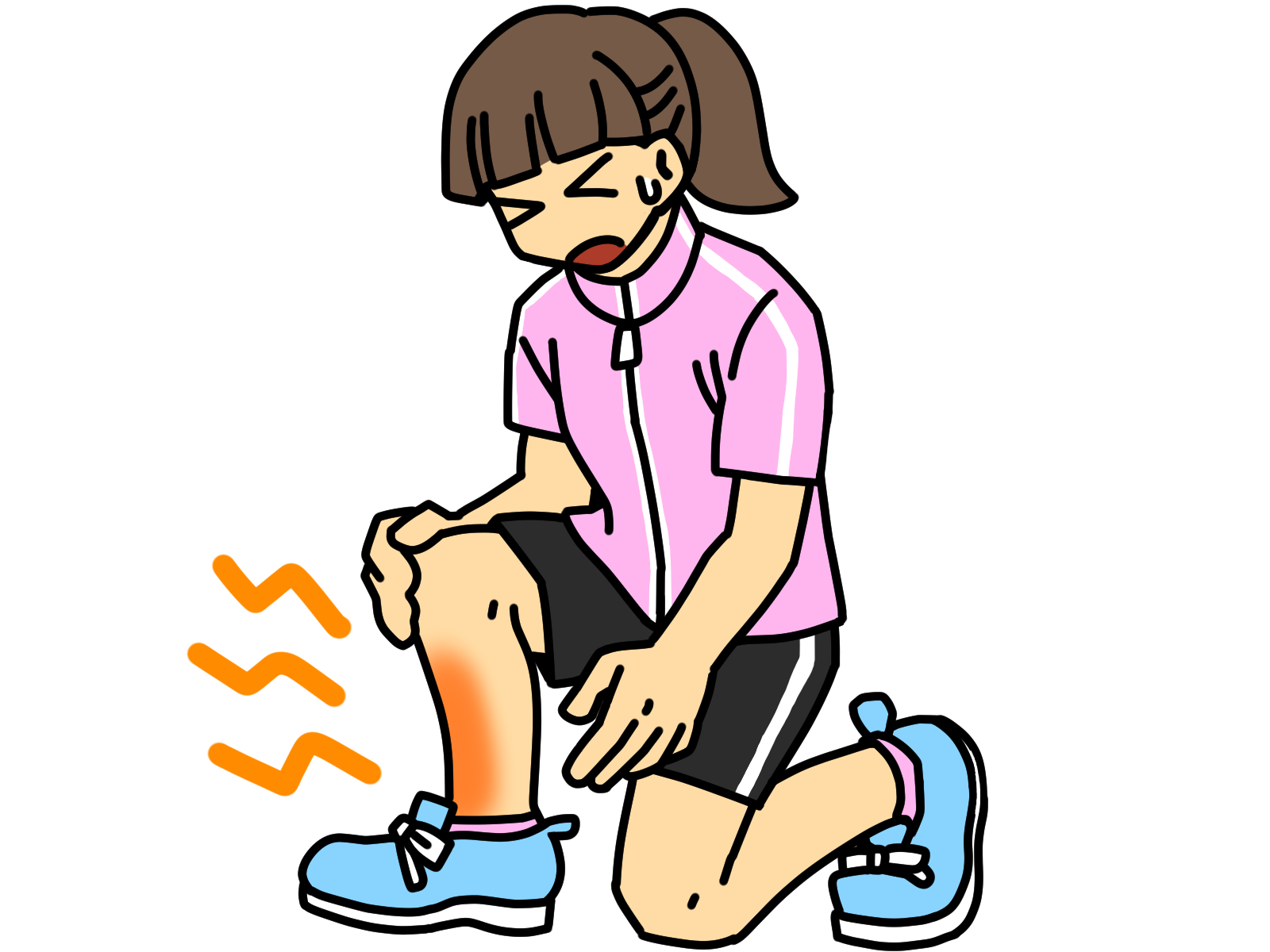 すねの内側の痛みを気にするスポーツ選手のイラスト