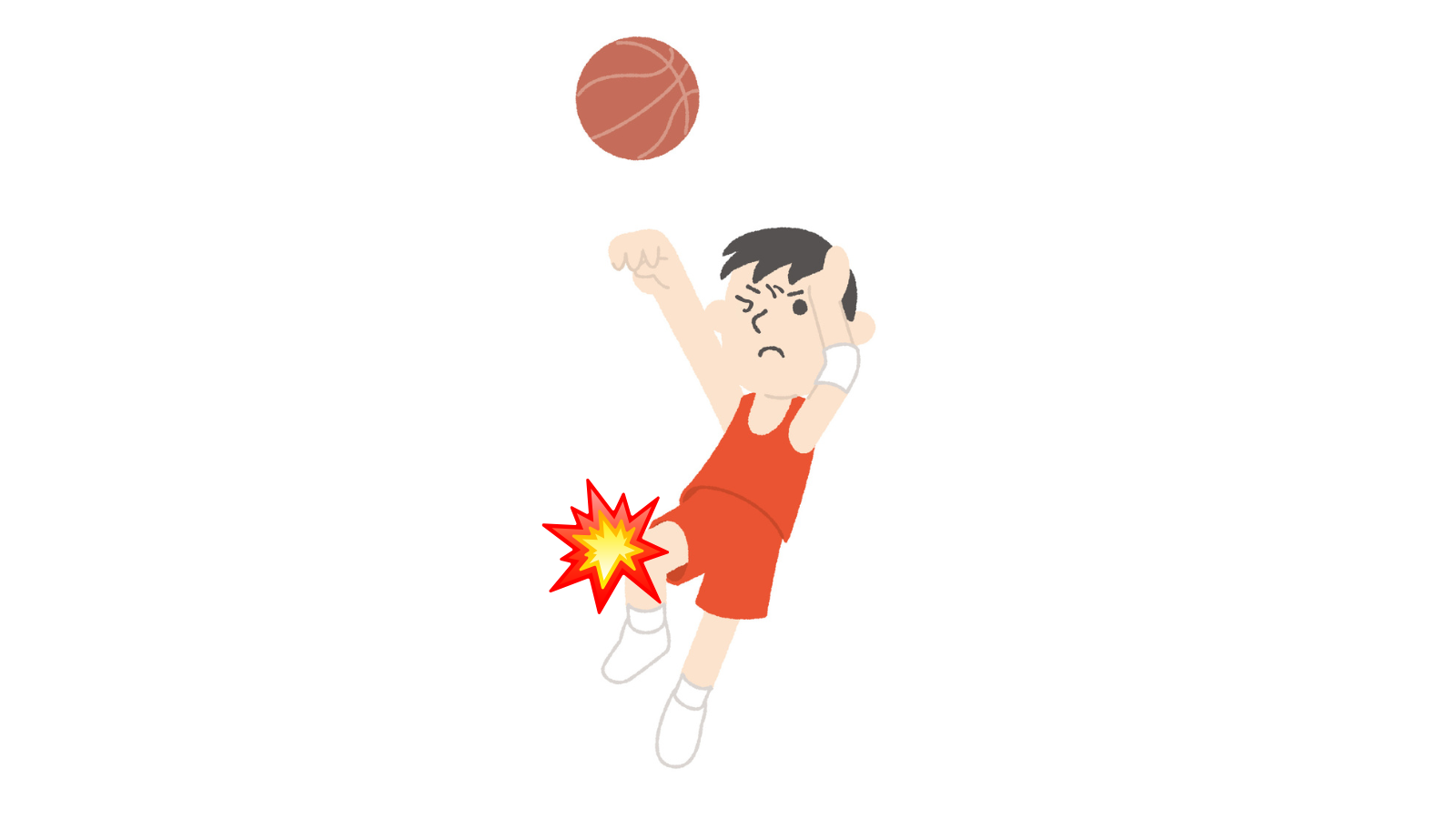 バスケットボールの練習中に膝の痛みを感じている学生